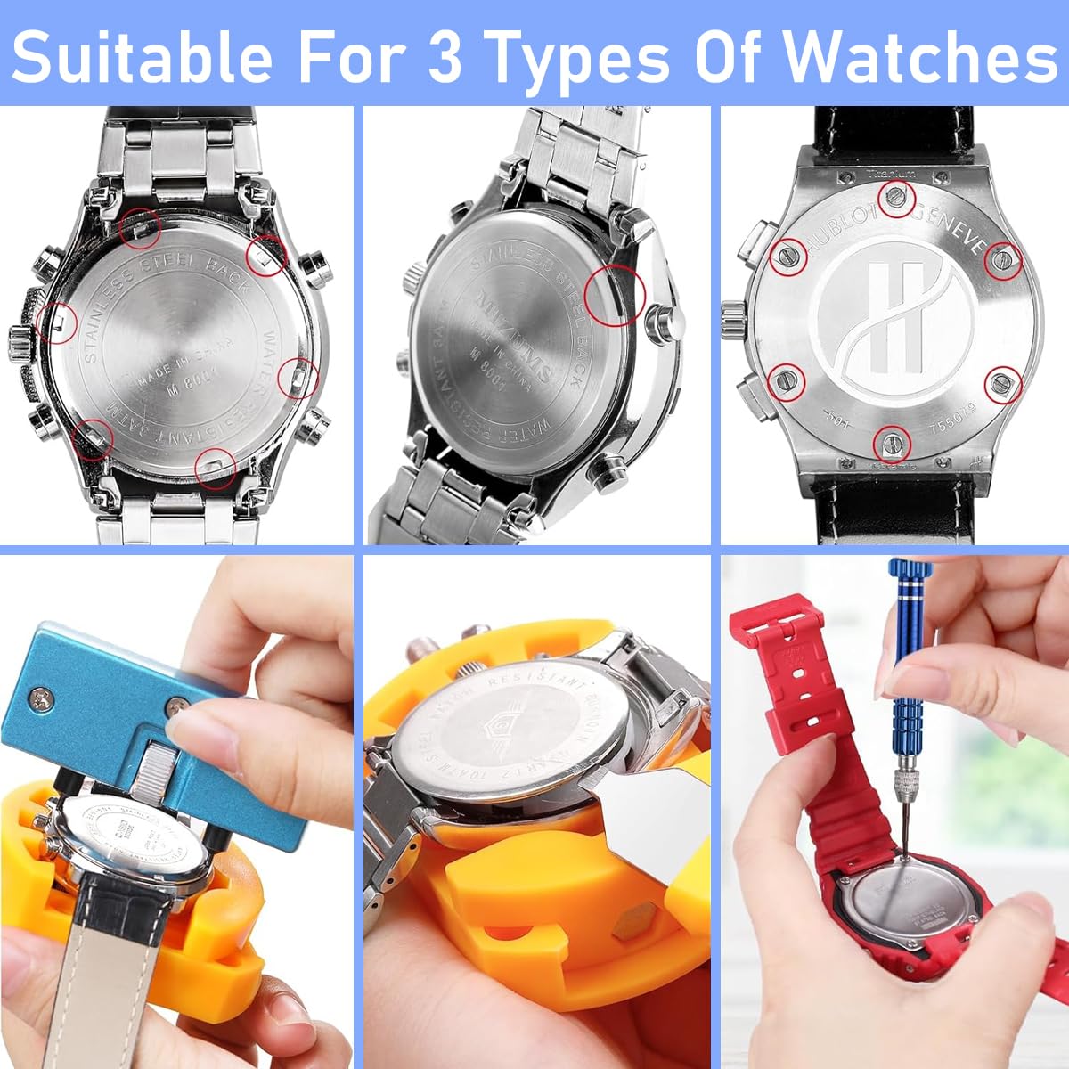 Serplex Watch Repair Kit for Battery Replacement and Strap Adjustment | 3PCS Tool Set