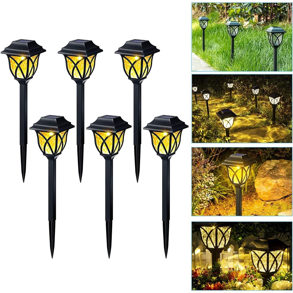 ELEPHANTBOAT Solar Path Lights for Garden and Patio with IP44 Waterproof Design | 6 Pcs Warm White LED Outdoor Lighting