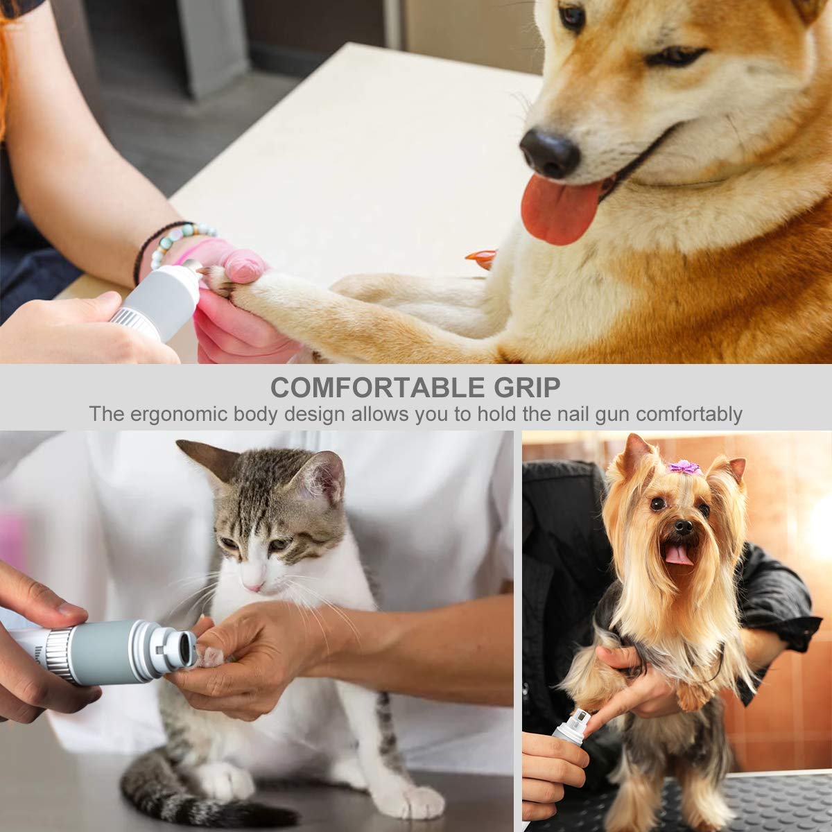 Qpets Dog Nail Grinder with Diamond Bit & Stepless Speed for 3h Use | Quiet Motor for Pets