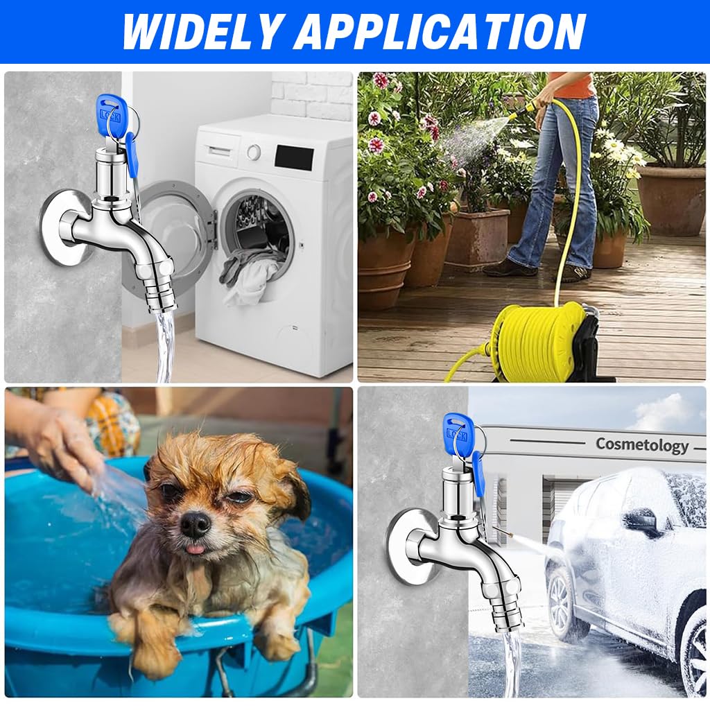 HASTHIP Safety Water Faucet Lock for Outdoor Use with 1/2 in Thread and Key Mechanism | Heavy-Duty Alloy Construction
