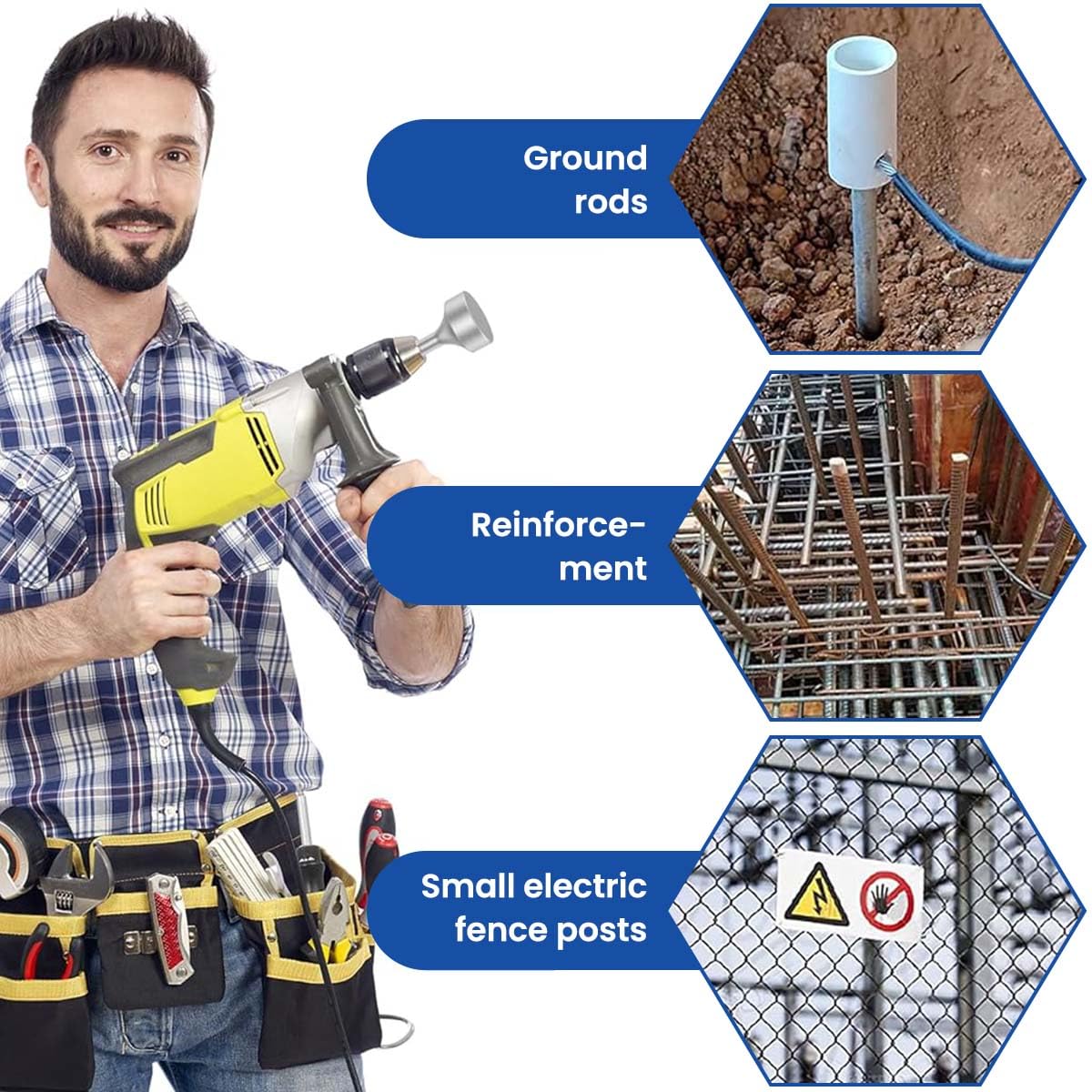 Serplex Metal Hammer Attachment for Impact Drivers with 3.5cm Plate & 1/4'' Hex Shank | Steel Construction