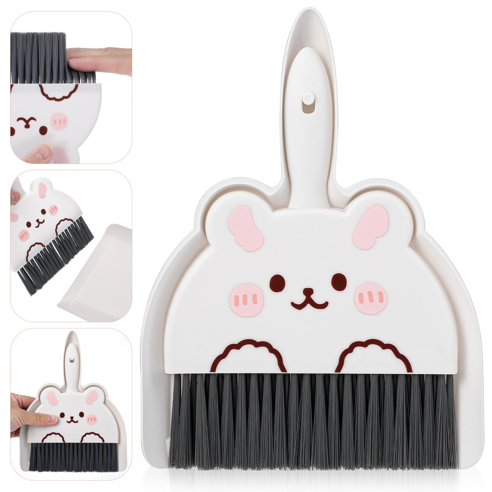HASTHIP® Portable Mini Dustpan and Brush Set Cute Small Broom with Durable Brush,Lightweight Dust Pan and Broom Set for Desktop