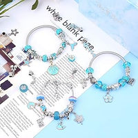 PATPAT® 63pcs DIY Charm Bracelets Kit with Gift Box, Jewelry Making Kit with Bracelet Beads, Jewelry Charms, Necklace Jewelry Making and DIY Crafts for Kids Girls-Blue