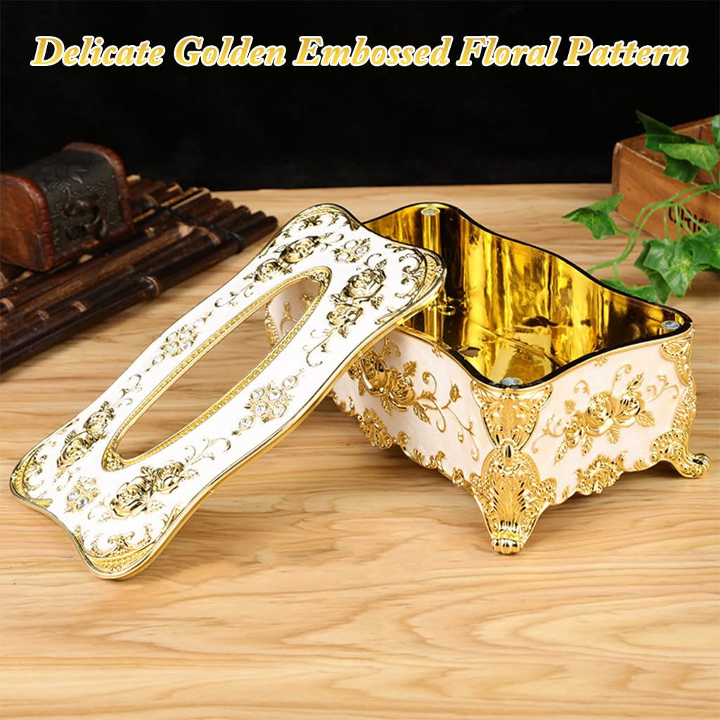 ZIBUYU Tissue Box Holder for Home and Office with Removable Design 23x13x9.5cm | Golden Rose Decor
