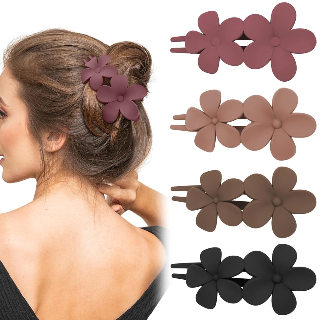 ZIBUYU® 4pcs Flower Hair Pins for Women Girls 4.3'' Hair Clips French Twist Clips Half Updo Decorative Fashion Resin Women Styling Accessories