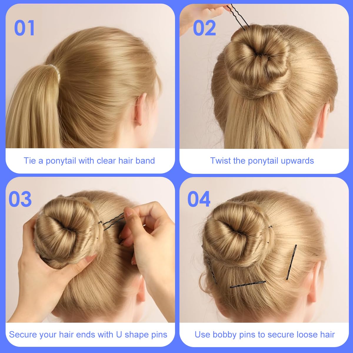MAYCREATE Bobby Pins Set for Updos and Stray Strands with 300pcs and Black Metal Finish | Girls Women Hair Accessories