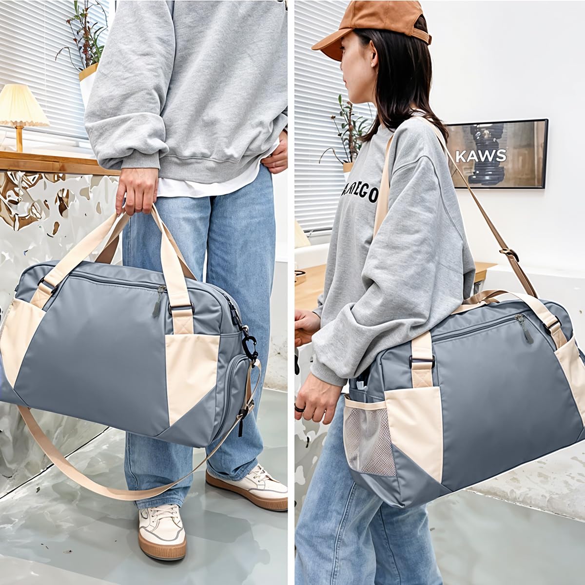 ZIBUYU Gym Bag for Travel and Sports with 30L Capacity and Shoe Compartment | Waterproof Oxford Duffle for Men and Women