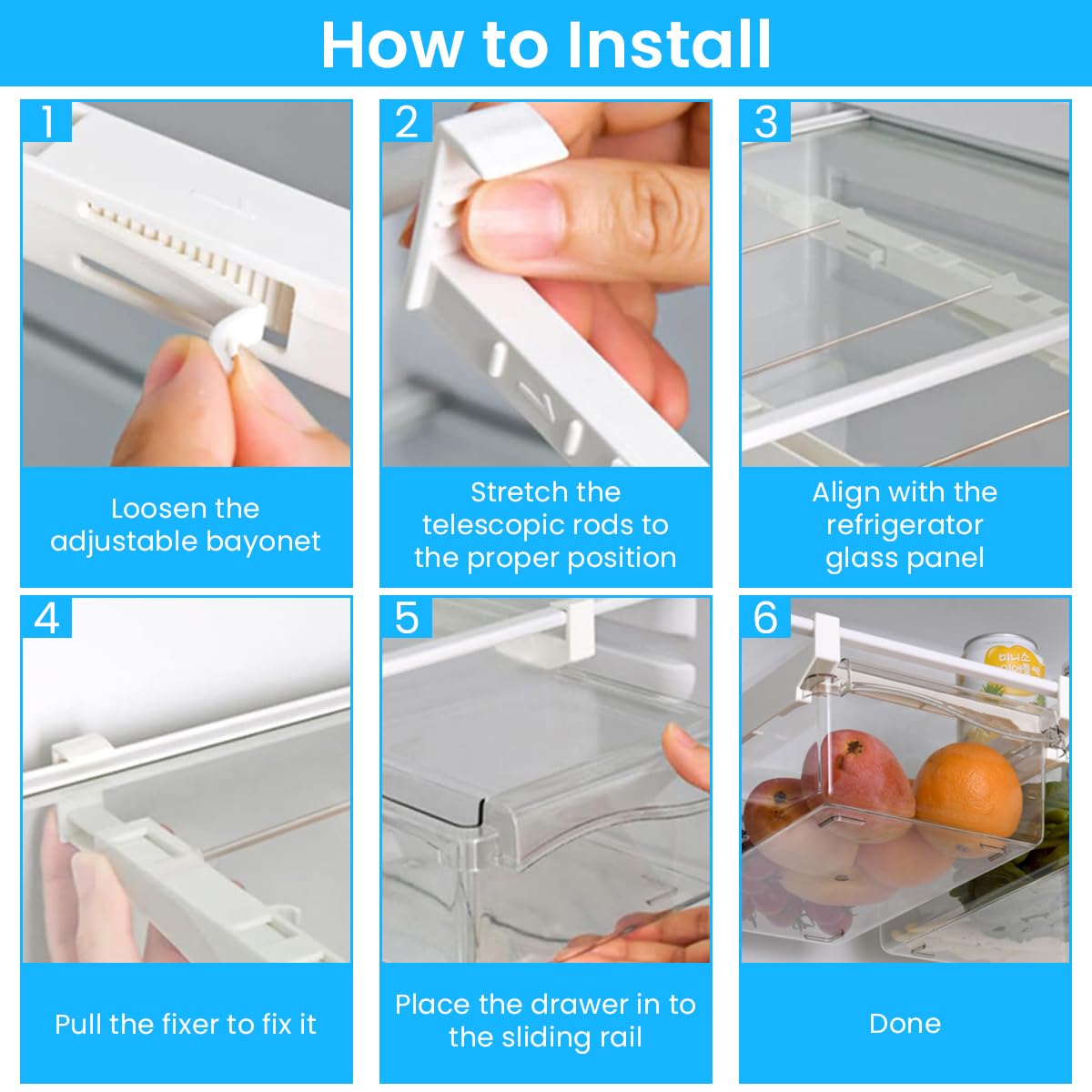 Supvox Fridge Storage Boxes for Vegetables and Eggs with Pull-Out Drawer Design | 2 Pcs BPA-Free PET Containers