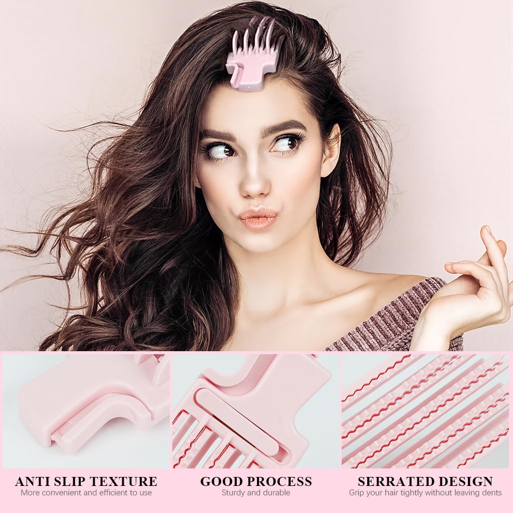 MAYCREATE Hair Volume Clips for Instant Lift with 5 Tong Design and Ergonomic Handle | 2 Pack Pink