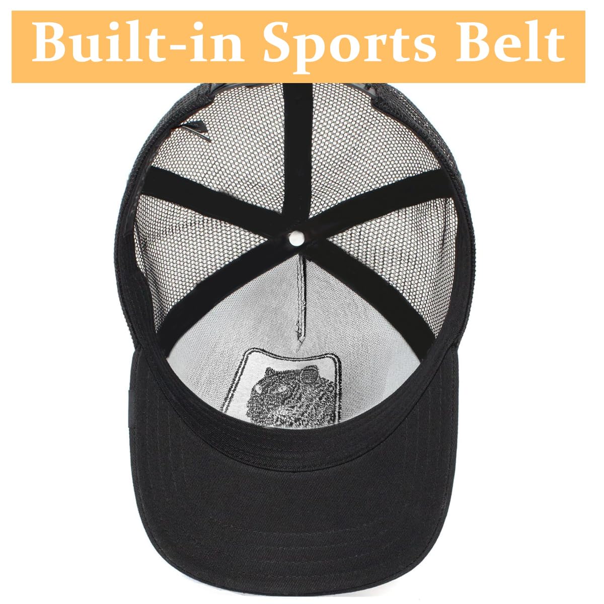 GUSTAVE Baseball Cap for Men with Breathable Mesh and Adjustable Buckle Fit 53–64 cm | Black