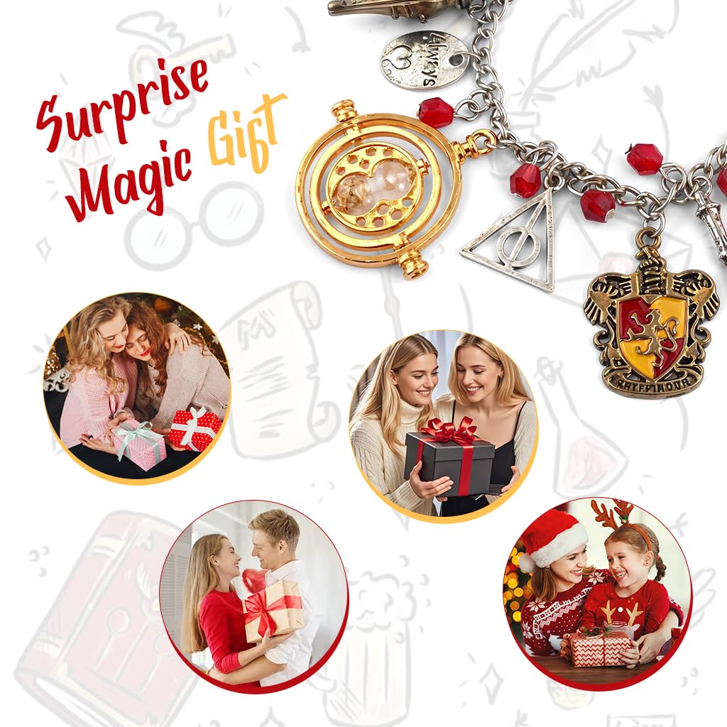SANNIDHI Harry Potter Bracelet for Girls with Wizardry Charms and Adjustable Chain | 2PCS Gift Jewellery