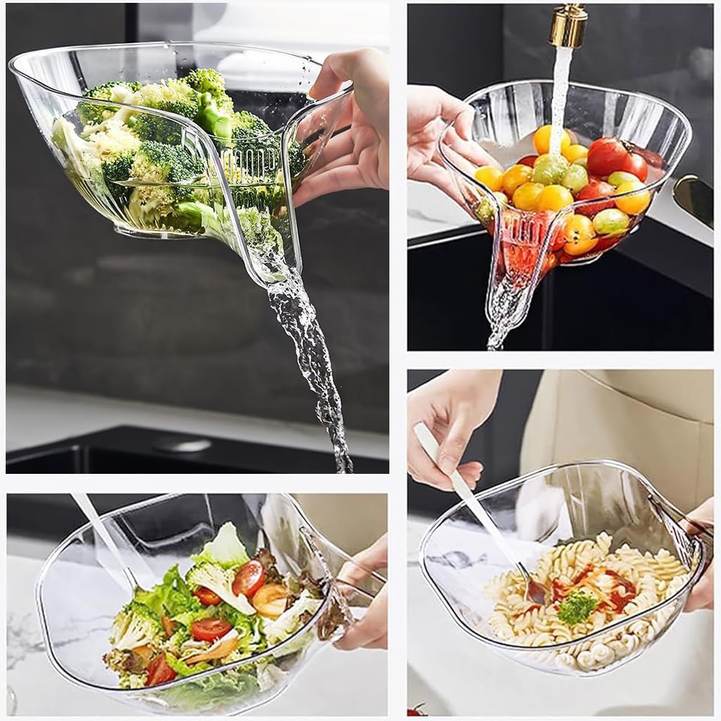 Supvox Funnel Food Drainer for Pasta and Vegetables featuring Integrated Mesh Strainer Basket