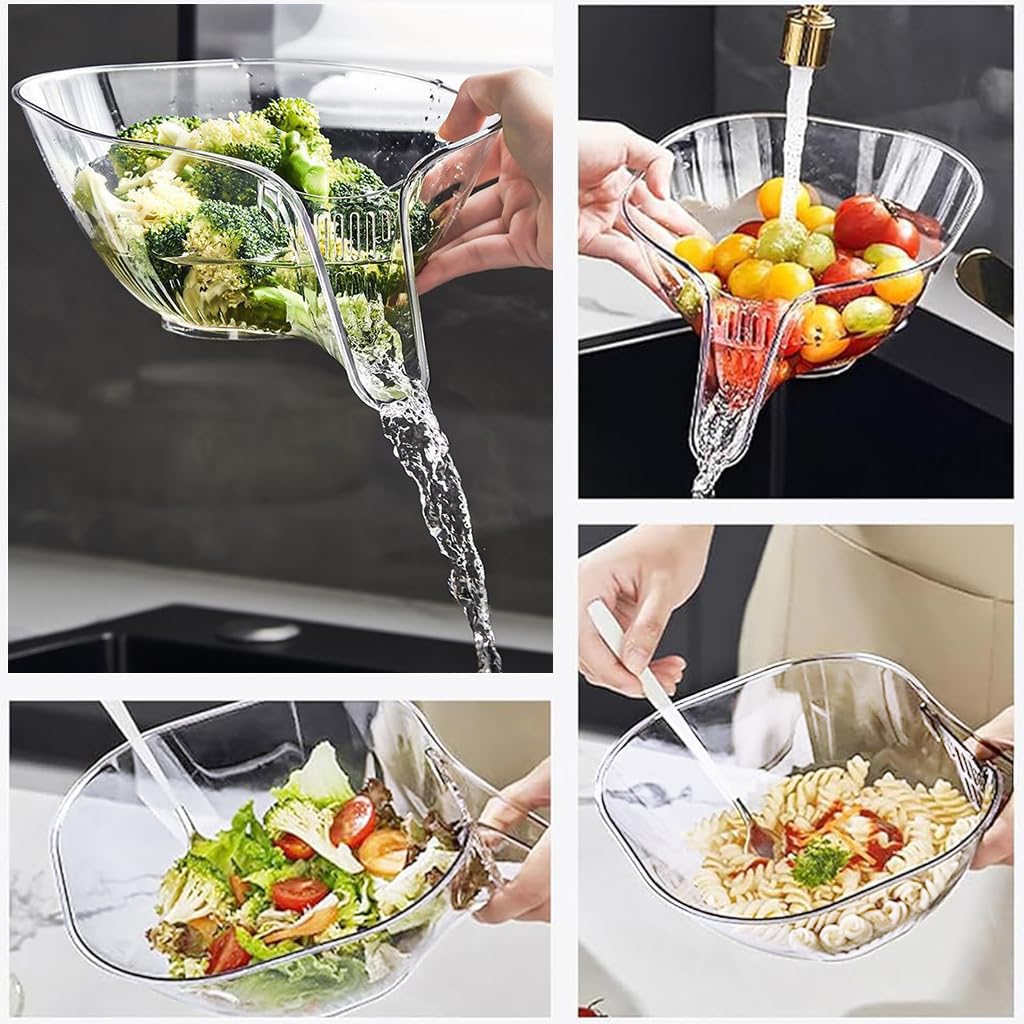 Supvox® Kitchen Strainer Basket Plastic Colander for Kitchen Large Salad Strainer Basket Pasta Container Strainer Heat Resistant Kitchen Strainer for Drain Pasta, Vegetable, Fruit, Stew