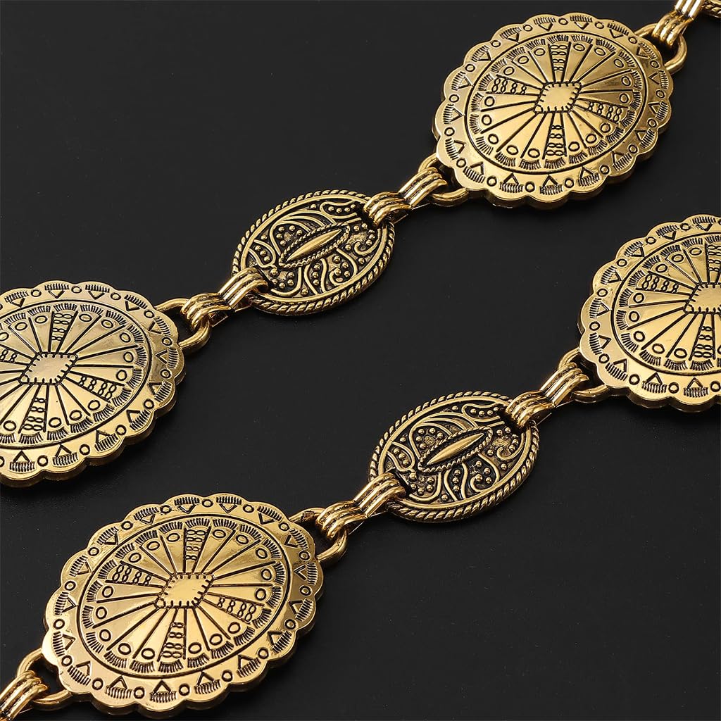 SANNIDHI PALAY Waist Belt for Women featuring Metal Concho Design and Adjustable Fit | 3 PCS Golden Boho Accessory