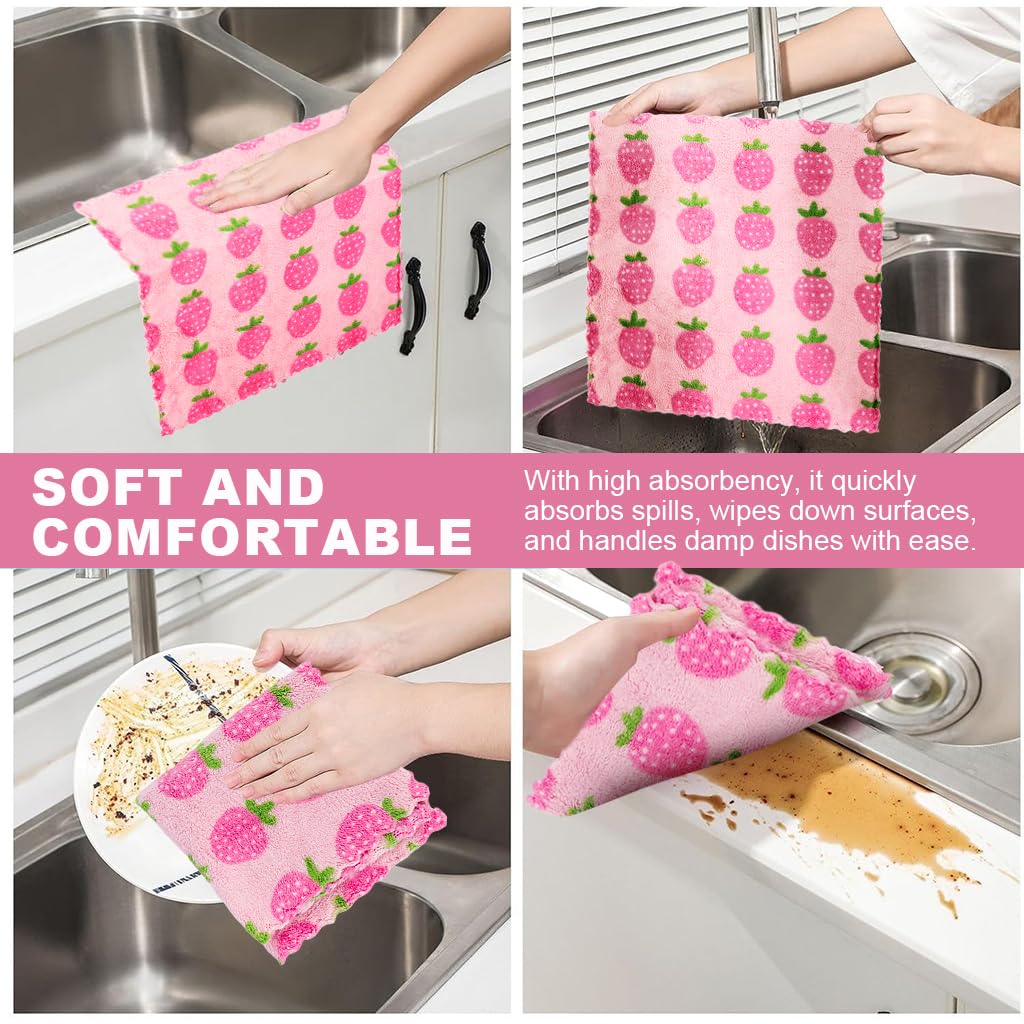 HASTHIP Reusable Kitchen Towels 30x30cm for Cleaning with Soft Coral Fleece | 4Pcs Set