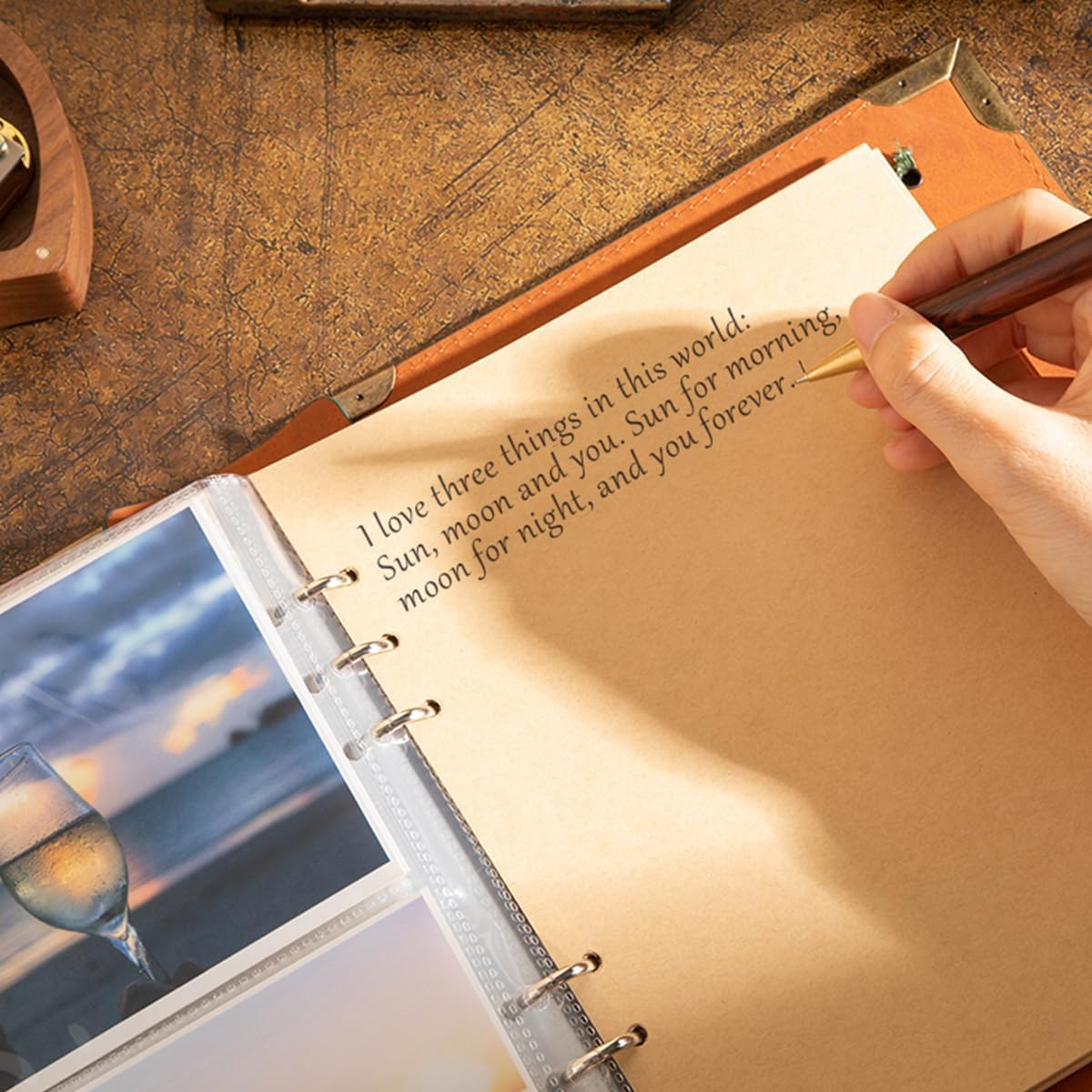 HASTHIP Photo Album for 4x6 Photos with 30 Sheets Vintage Craft Paper and Embossed PU Leather Cover