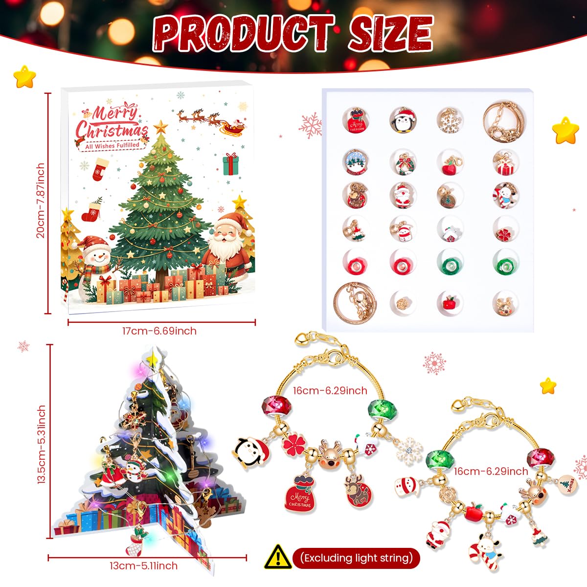 SANNIDHI Christmas Advent Calendar 2025 with 24 Grids and 22 Charms for Girls Jewelry Making | Fun Xmas Countdown Gift