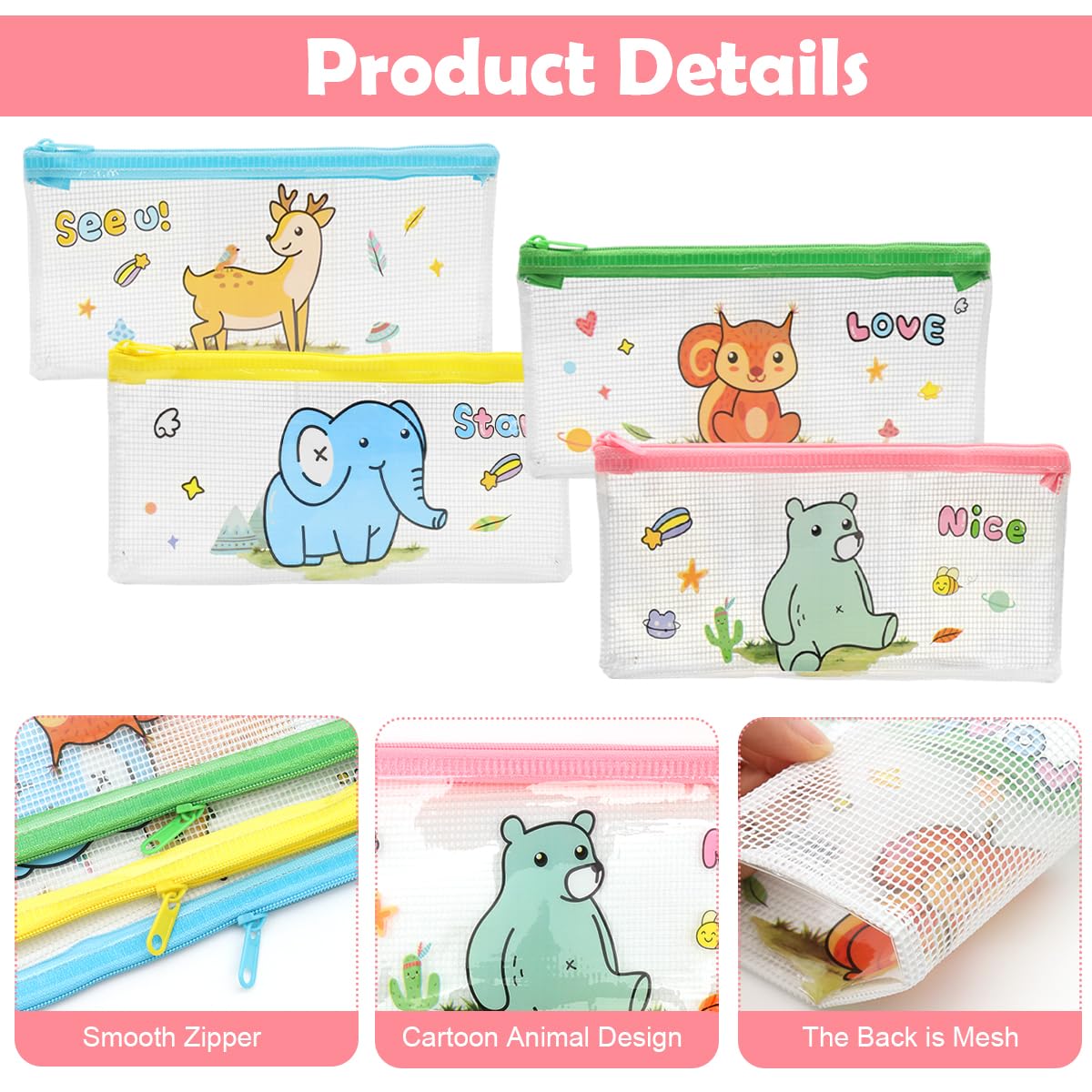 Climberty Pencil Bags for Students and Artists featuring Clear PVC Zippered Pouches 12pcs 20x10.3cm