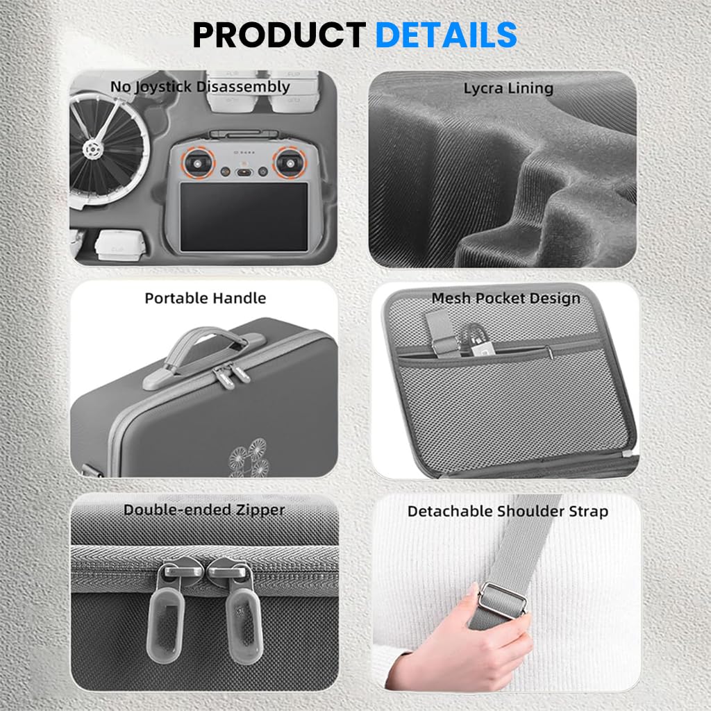 ZORBES Carrying Case for DJI Flip Drone with PU Hard Shell and Custom Molded Compartments | Travel Bag for RC2 and RC N3 Accessories