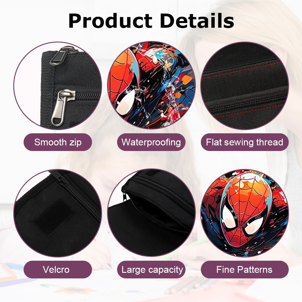 Climberty Spiderman Pencil Case for Students with Double Zipper 22×7.5×13cm Polyester | Red