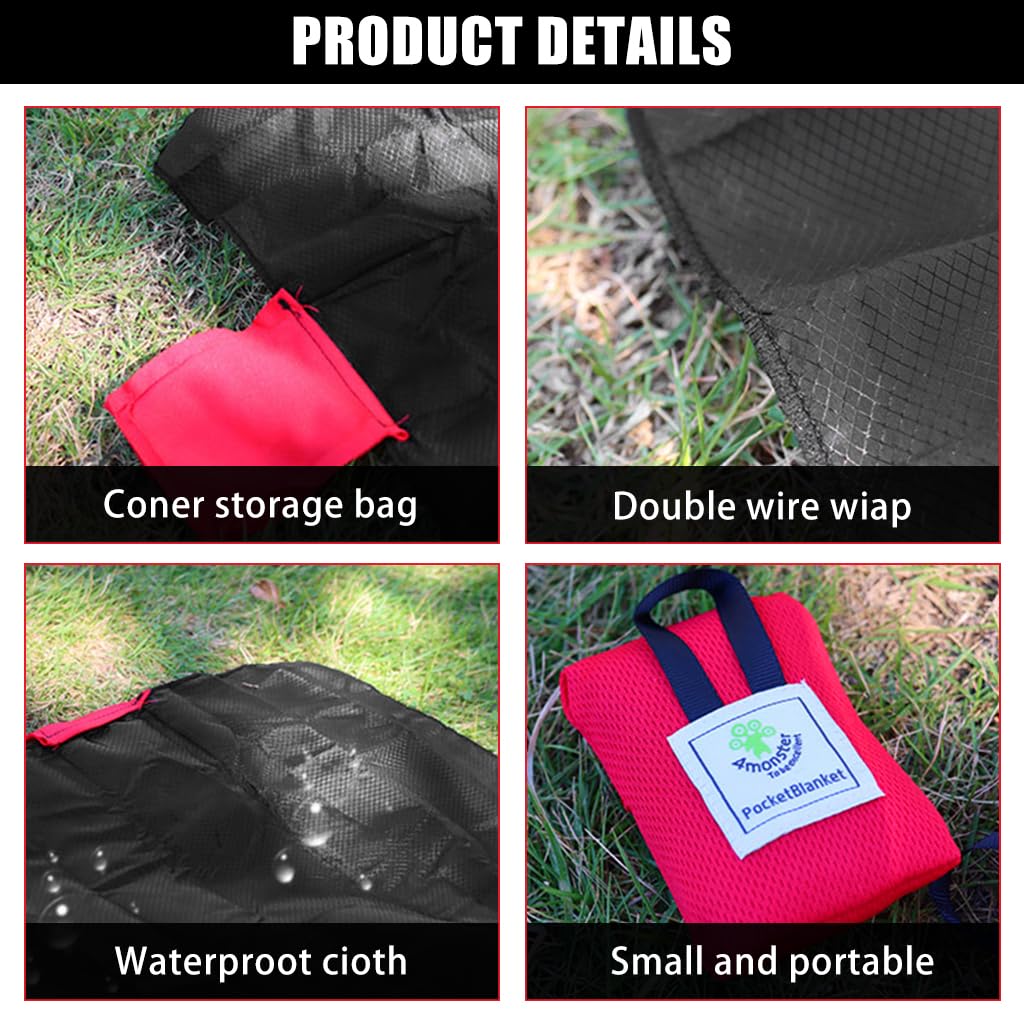PROBEROS Mini Picnic Blanket for Beach and Camping with Double Side Waterproof Nylon 70x110 cm | Folds into 8x5 cm Pouch