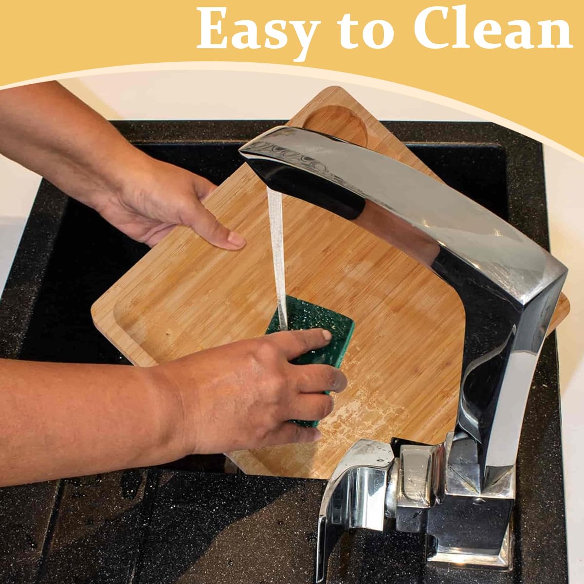 Supvox Bamboo Charcuterie Board Set for Parties with Knife Kit and Ceramic Bowls | 33cm Square Eco Serving Tray