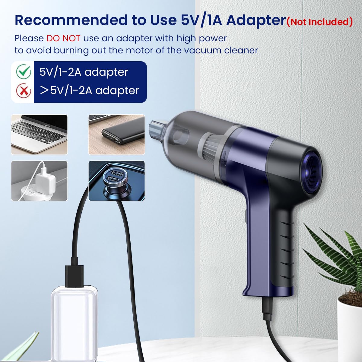ZORBES Cordless Car Vacuum Cleaner for Home and Auto with 6000Pa Power and HEPA Filter