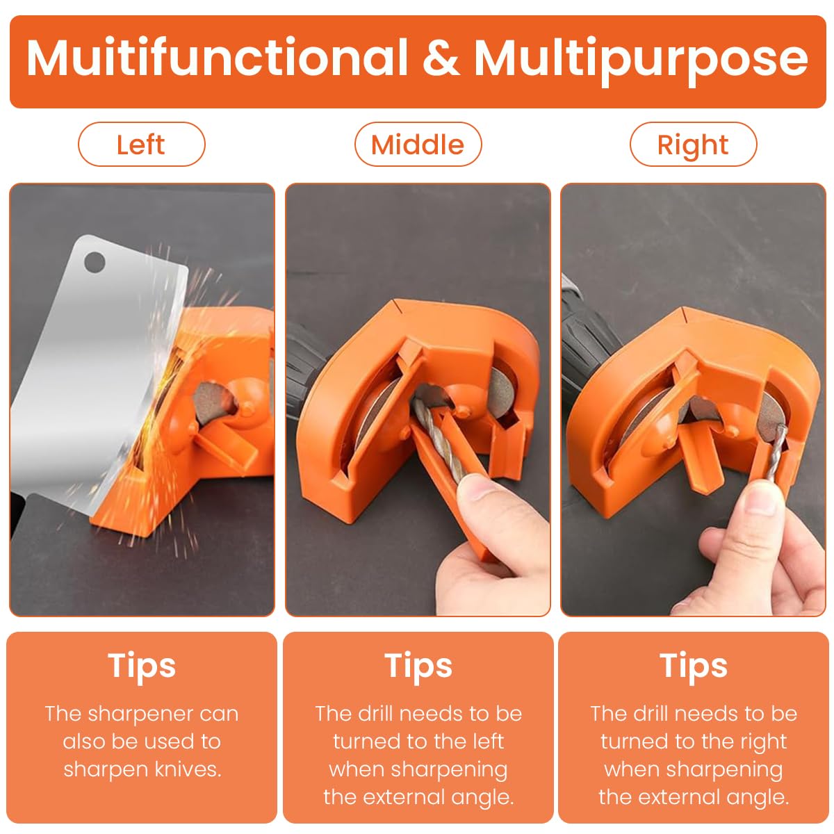 Serplex Drill Bit Sharpener for Power Drill with Replaceable Diamond Wheel for 2–16mm Bits