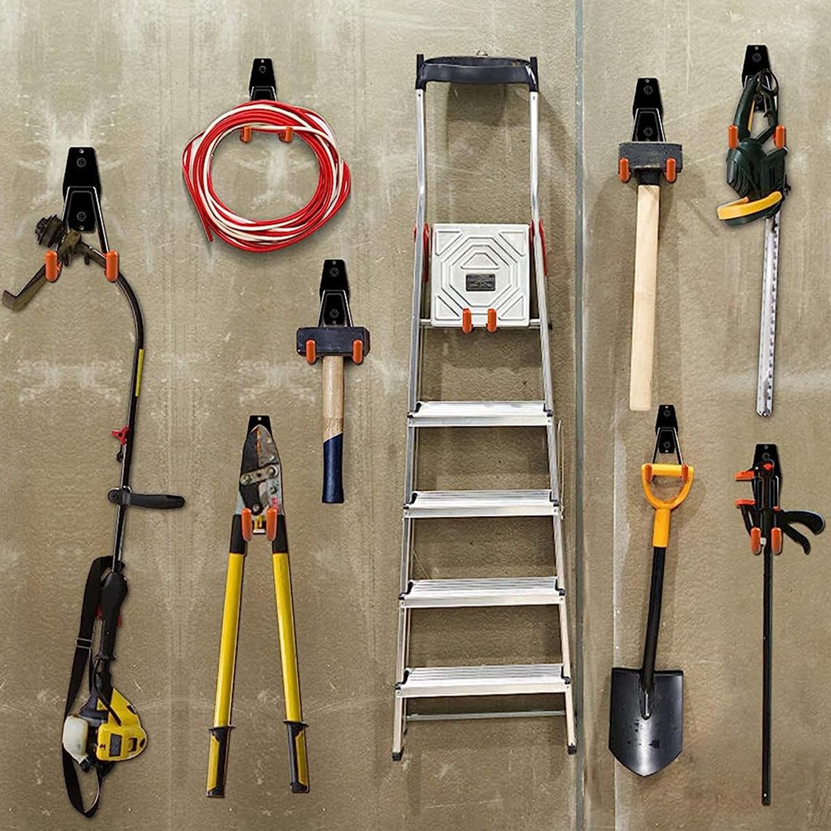 HASTHIP Wall Hooks for Garage Storage with Rubberized Curved Grips and 30kg Load Capacity