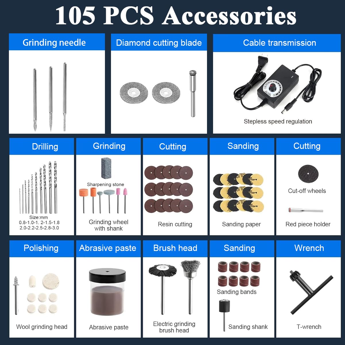 Serplex Mini Electric Drill for Crafts with 105 Accessories and Stepless Speed Control | Portable Tool for Resin and Jewelry Making