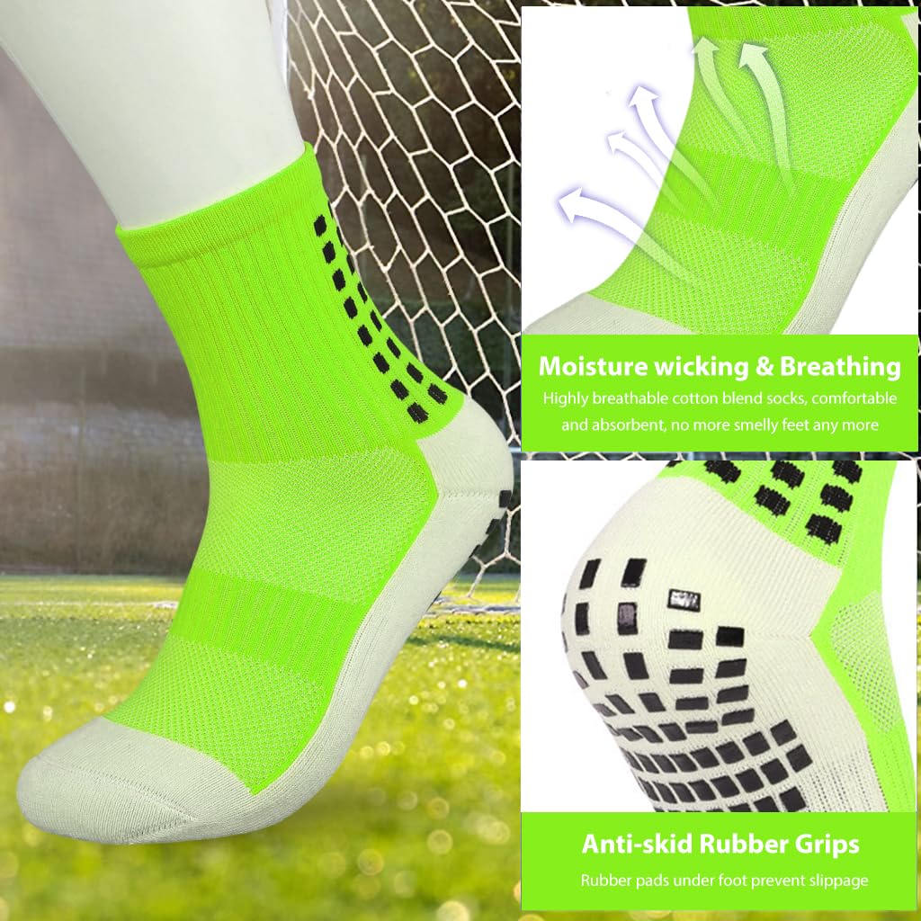 PROBEROS Football Socks for Soccer and Running featuring Anti Slip Rubber Grip and Breathable Compression Design | Green