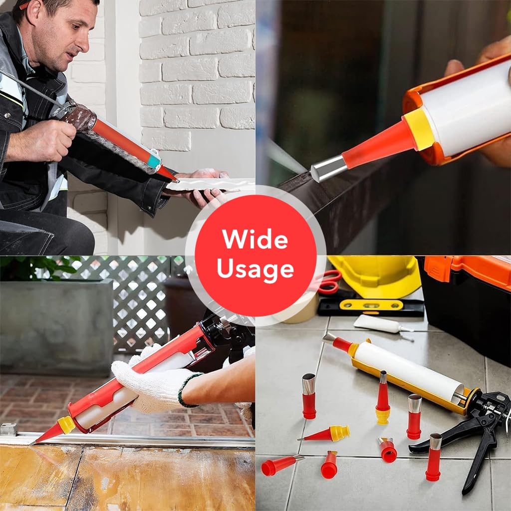 Serplex Caulking Gun Nozzles Set for Sealing Projects with 48PCS and 6 Adapters | Stainless Steel