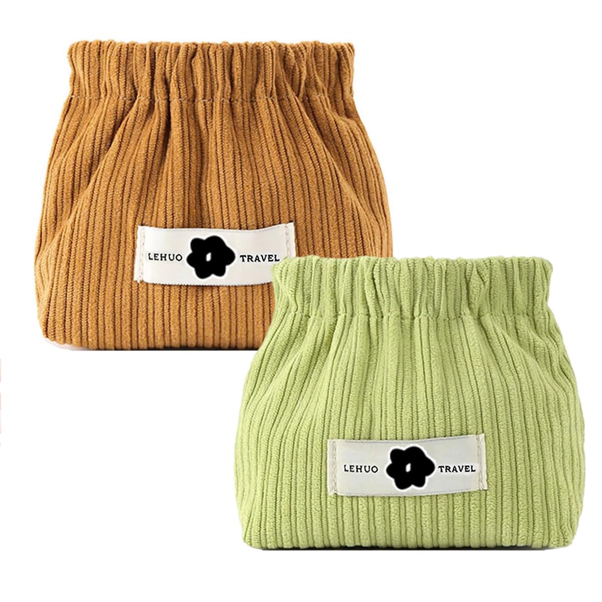 MAYCREATE Small Pouches for Travel and Daily Use featuring Squeeze Open Design and Corduroy Fabric 13x5x12cm