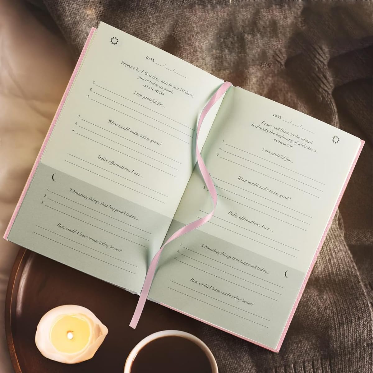 Climberty Gratitude Journal Book for Daily Reflection with Ribbon Bookmark and 200 Pages | Ideal Gift for Women and Family