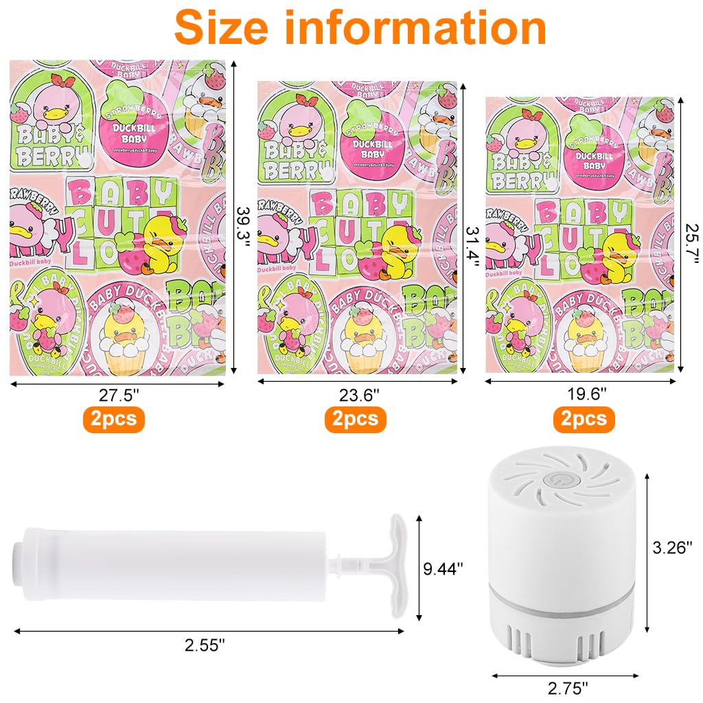 Supvox Vacuum Storage Bags for Clothes and Bedding with Double Seal & Hand Pump 6pcs Set