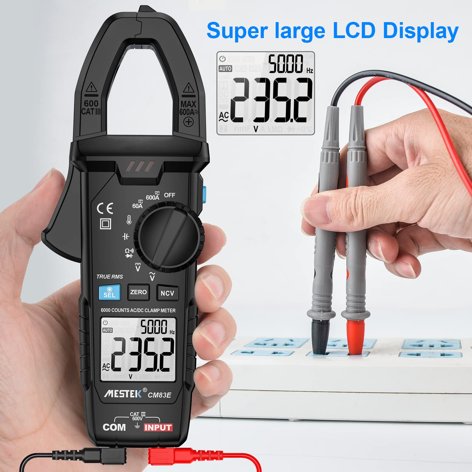 Verilux® Multimeter Digital Clamp Meter AC DC Digital Voltmeter Auto-ranging NCV Amp Ohm Volt Meter Measures AC Current, AC/DC Voltage, Capacitance, Resistance, Diodes, Continuity Frequency Electrican Tools