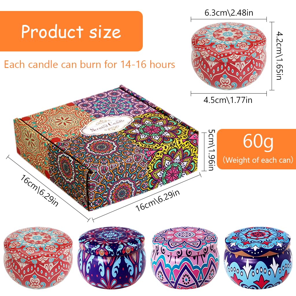 HASTHIP Scented Candles Gift Set for Home with 4×60 g Natural Scents & Tin Jars | Ideal Gifts