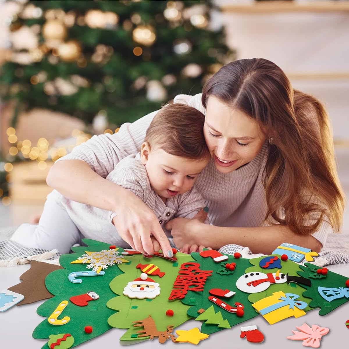 PATPAT DIY Felt Christmas Tree for Toddlers with 3ft Hanging Ornaments | Fun Holiday Craft and Gift Decor