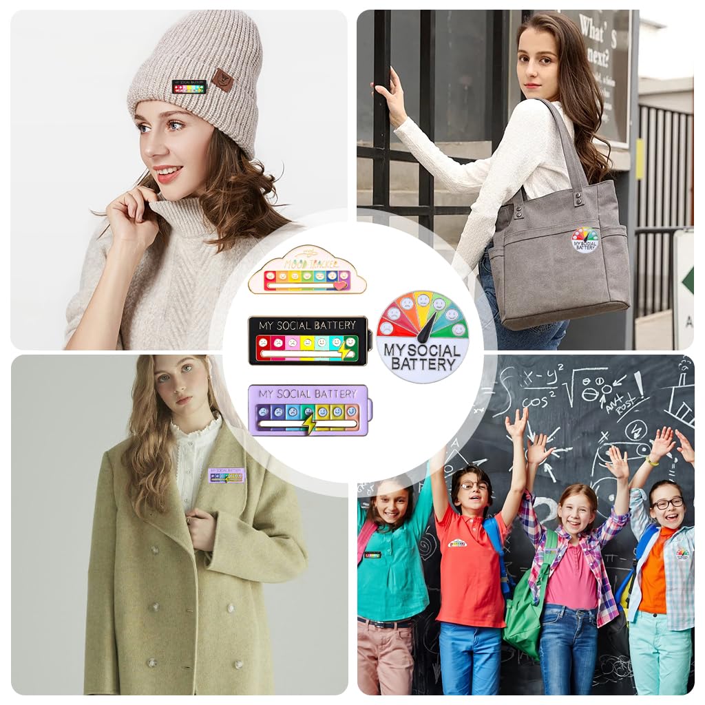 OFIFO Mood Tracker Enamel Pins Set for Jackets and Bags featuring Colorful Designs Pack of 4