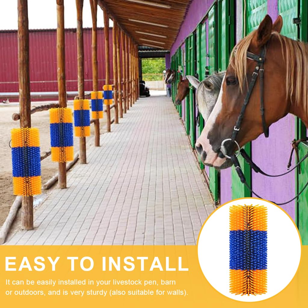 HASTHIP Livestock Scratch Brush for Cattle Horses and Sheep with Nylon Bristles | Barn-Mounted Grooming Tool