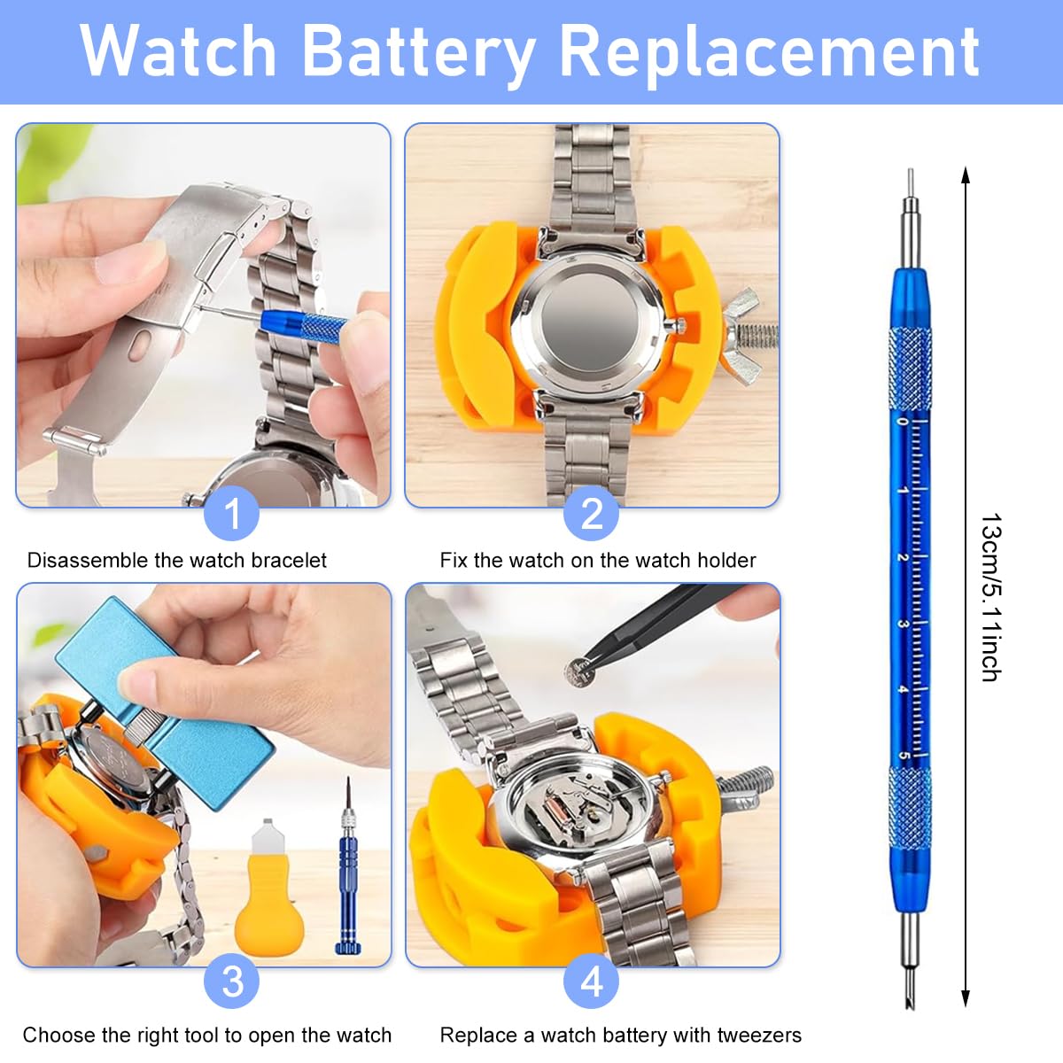 Serplex Watch Repair Kit for Battery Replacement and Strap Adjustment | 2PCS Screwdriver Set