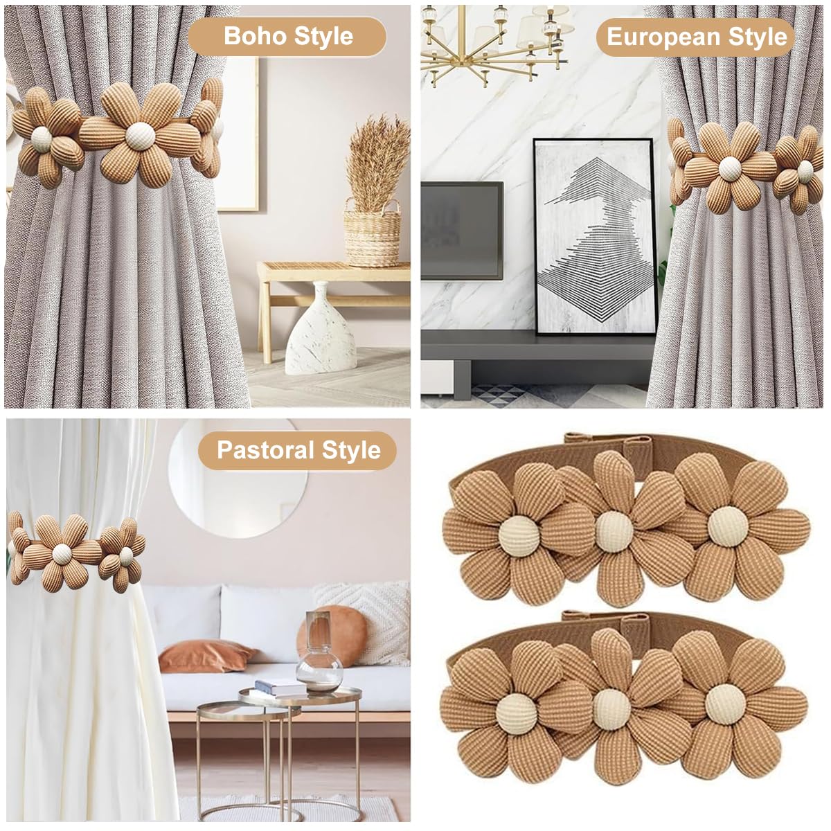 HASTHIP Curtain Tie Backs for Home Decor featuring Button Design and Cotton Fabric | 2 Pack