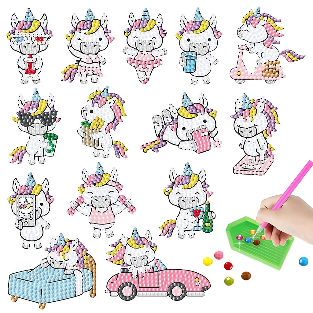 PATPAT® Kids Diamond Art Stickers Kits - Diamond Art Crafts Gifts for Girls Ages 8-12 Gem Arts DIY Mosaic Diamond Dotz Sets Stickers