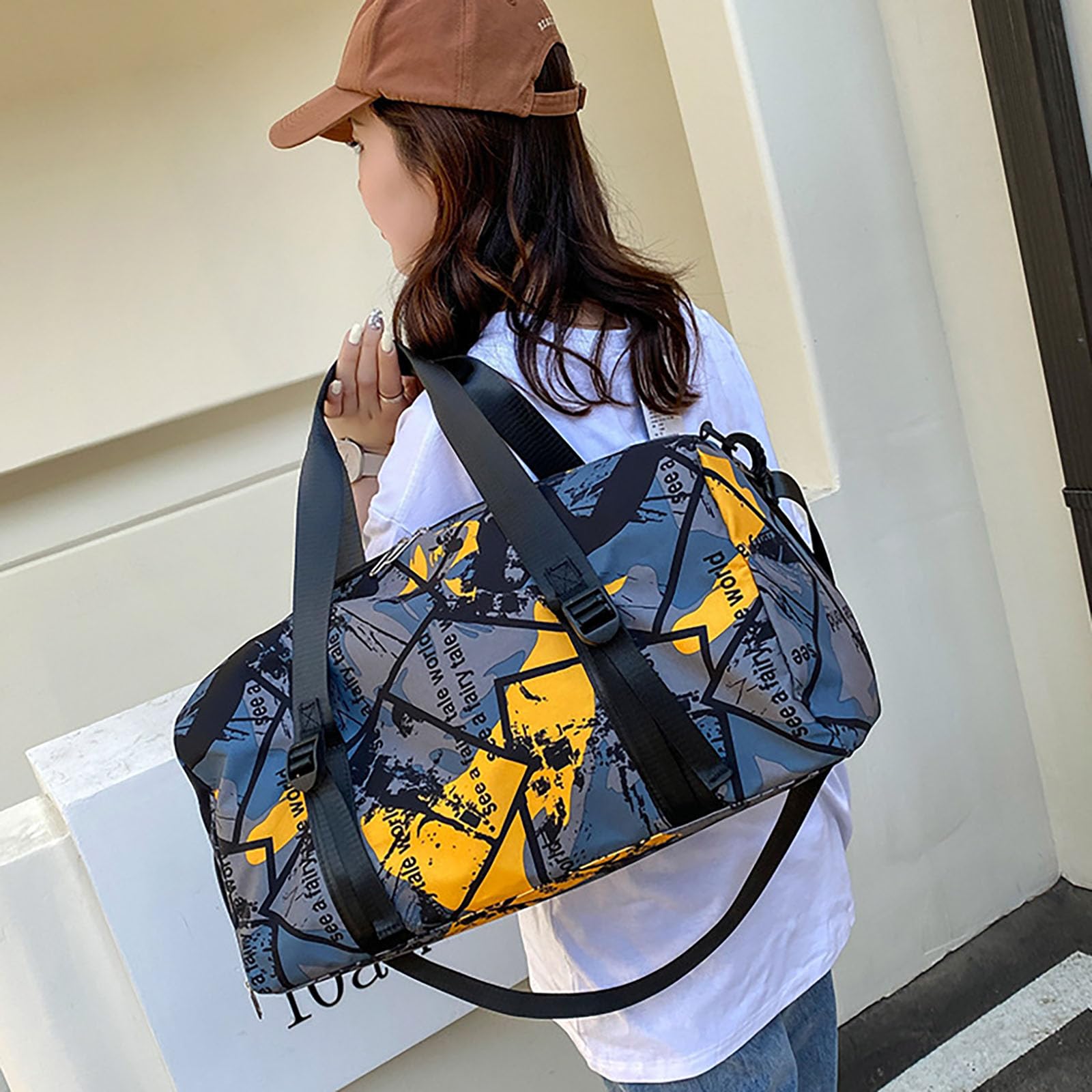 GUSTAVE Duffle Bag for Men Travel and Gym Use with Shoe Compartment & Waterproof Pouch 50x22x24cm featuring Oxford Cloth Style | Removable Shoulder Strap