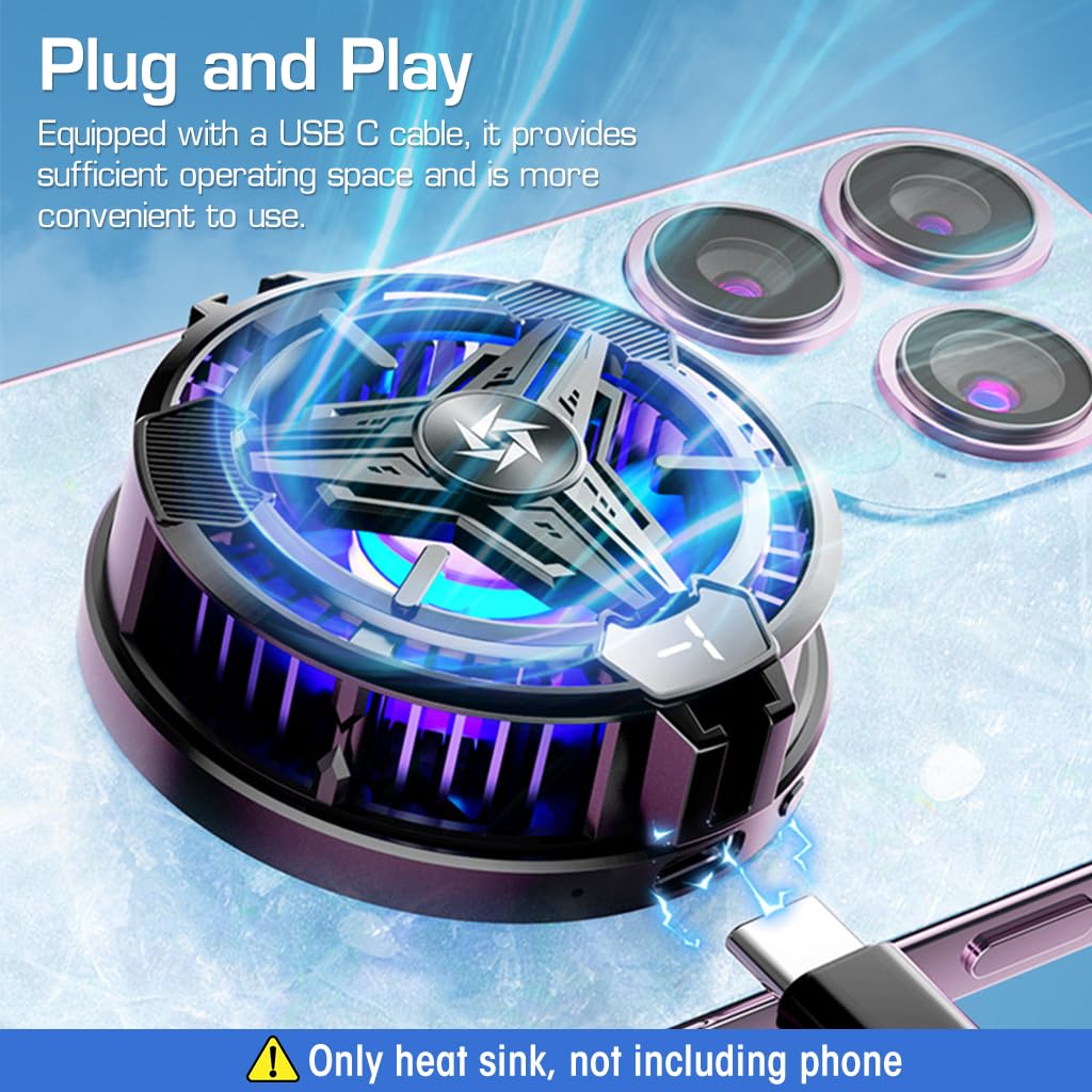 ZORBES Phone Cooler Gaming Fan,Phone Cooler For Gaming,Led Gaming Mobile Cooler Fan With Digital Display,Phone Radiator Case For Iphone Android Smartphones From 4.5-7In,Phone Cooler For Live Streaming