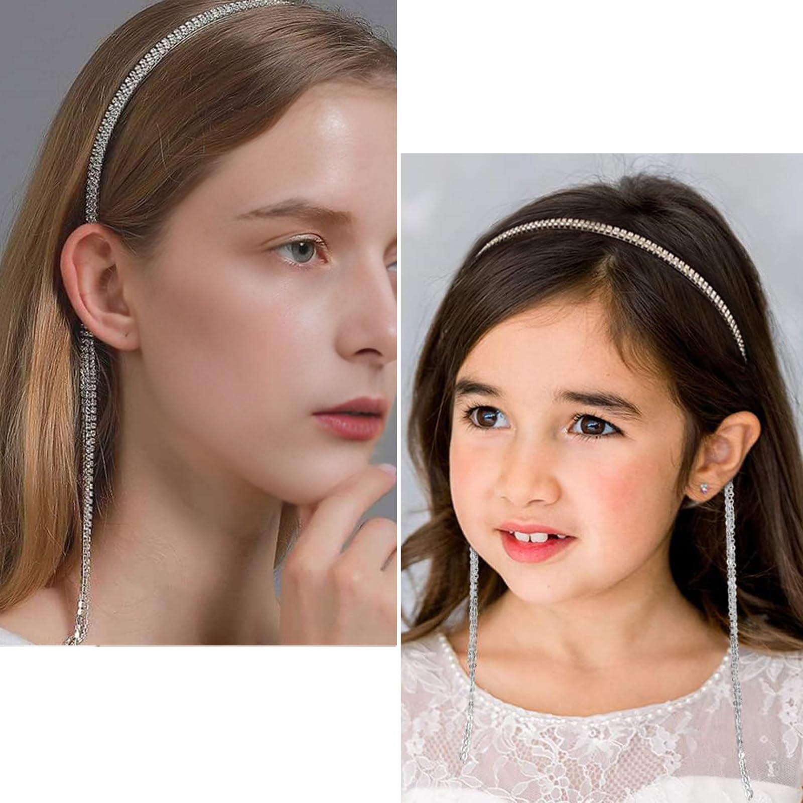 Venzina Hair Band for Women featuring Long Rhinestone Tassels and Chain Design | Wedding & Party Headband