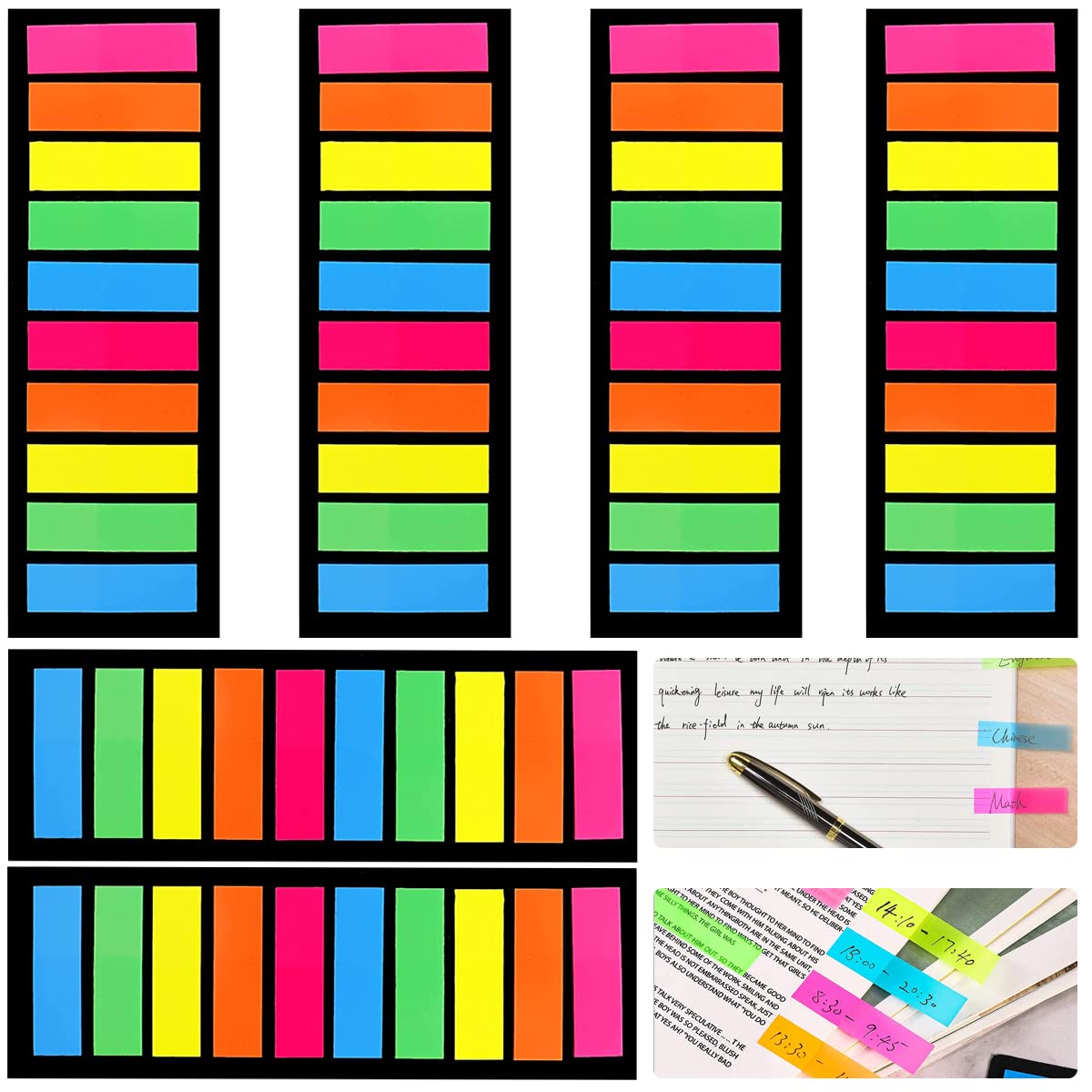 ELEPHANTBOAT® 1200pcs Pastel Sticky Notes 10 Colors Sticky Index Tabs Sticky Notes for School and Office, Page Markers, PET Material Page Tabs Sticky Flags File Index Tabs Office Stationery