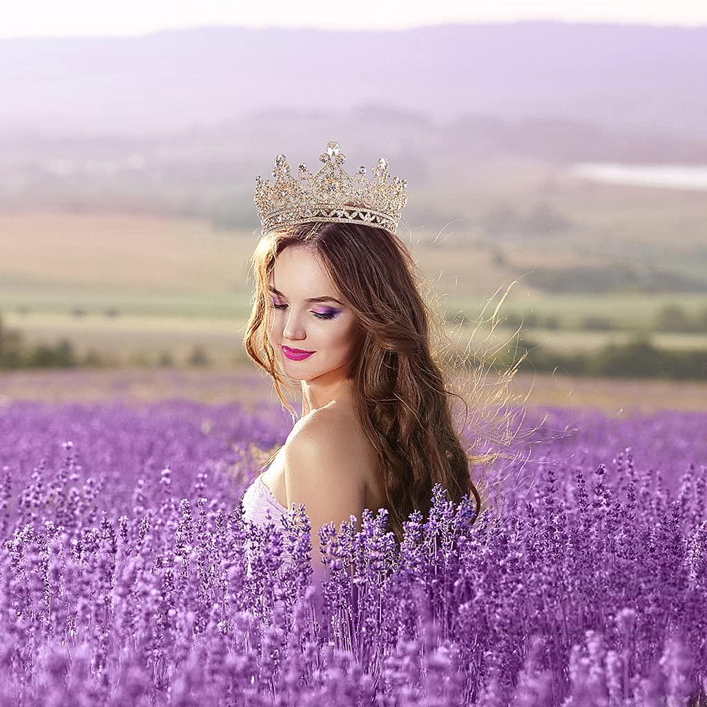 SANNIDHI Crystal Crown for Women with Rose Gold Rhinestones for Weddings and Proms