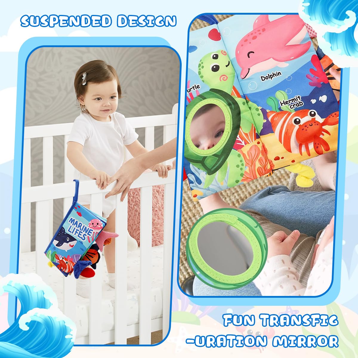 SNOWIE SOFT Baby Cloth Books for Early Learning with Crinkle Sound | BPA-Free Fabric for 0–12 Months