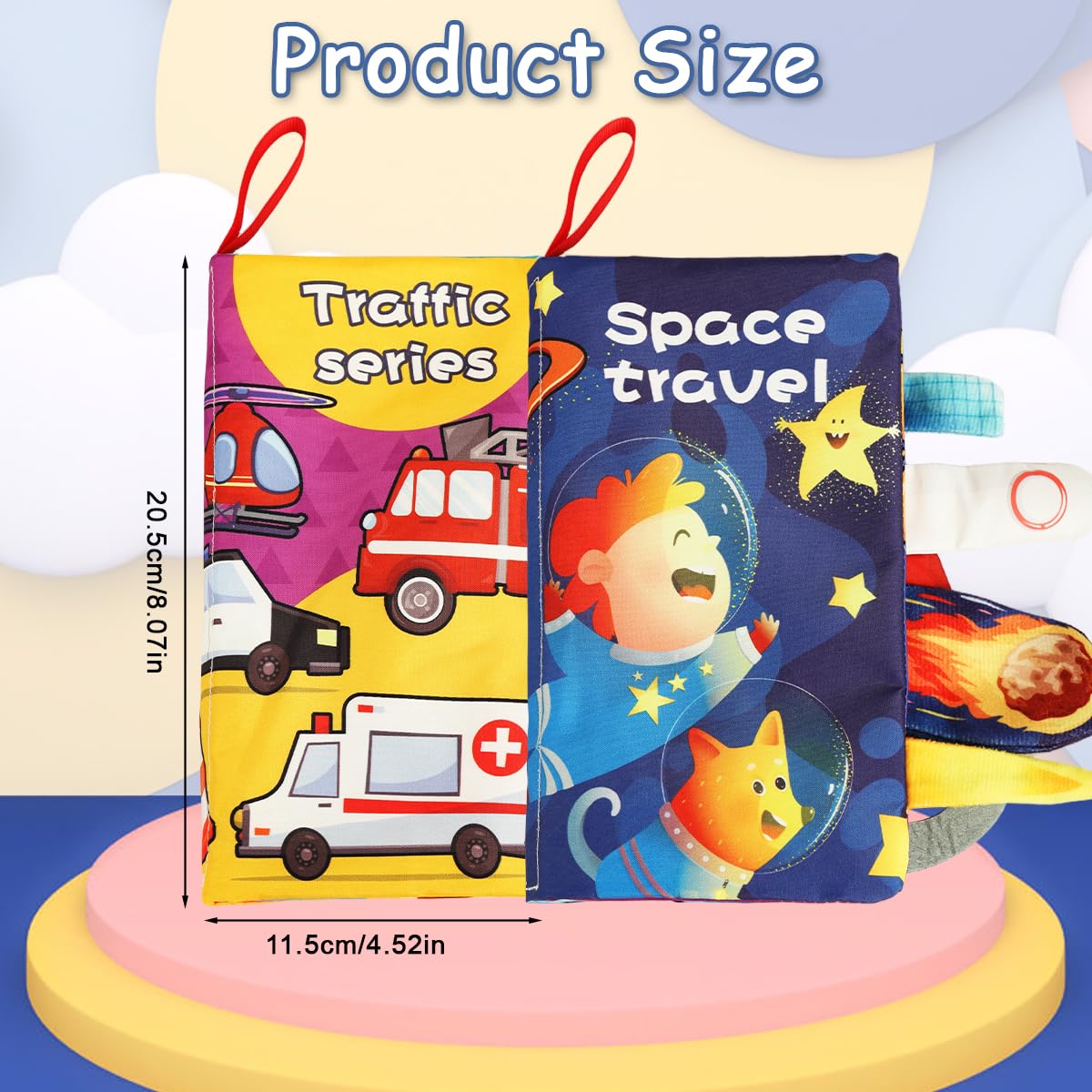 SNOWIE SOFT Cloth Books for Babies with 3D Touch Feel and Rustling Sound | 2Pcs Washable Set